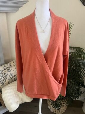Sundance 100% Cashmere Relaxed Coral Wrap Cardigan Sweater